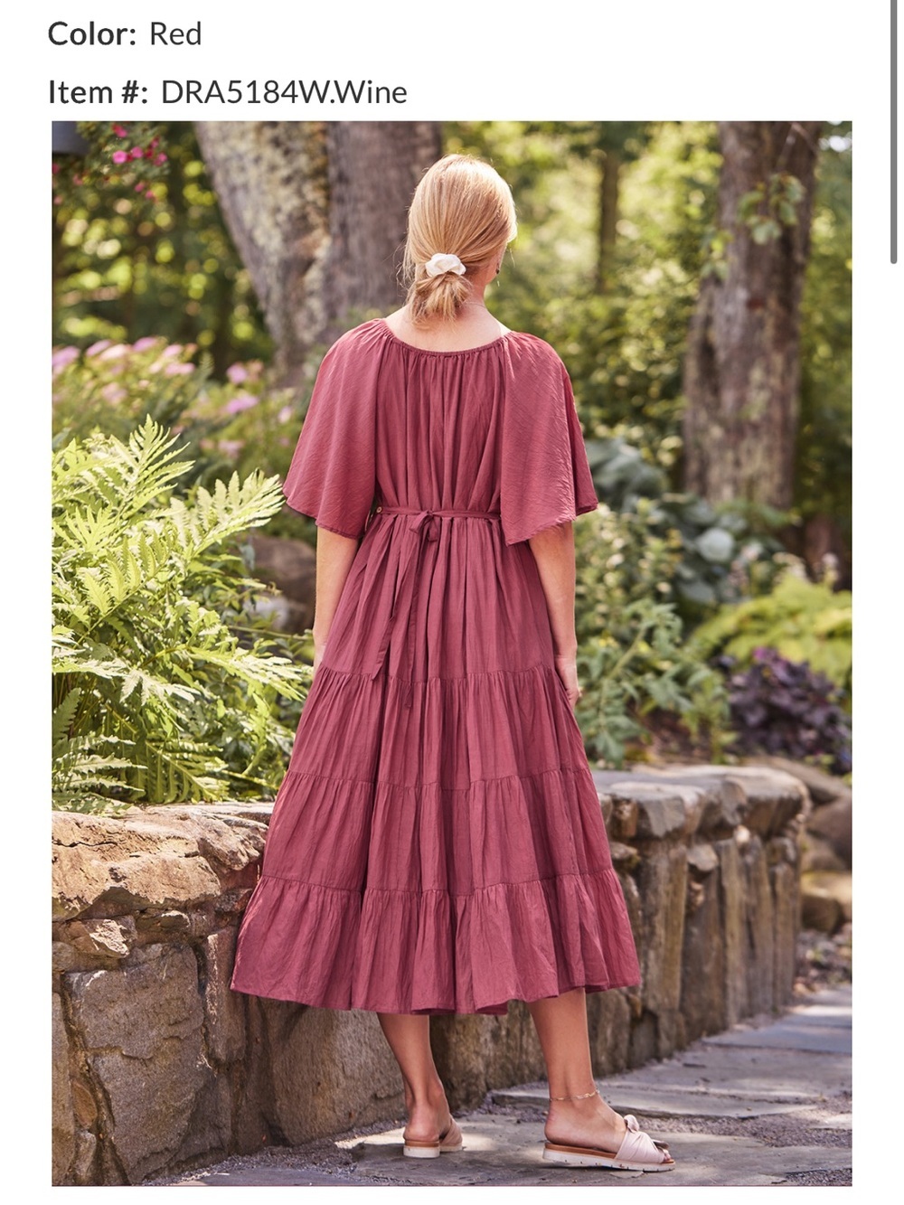 NWT April Cornell Muse Dress in Wine Red Floral Midi Tie Back Tiered Size Medium - Picture 13 of 14